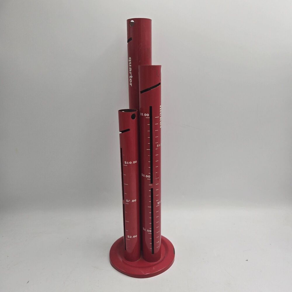 Vintage 3 Tower Coin Bank Sorter Triple Tube Tower of Savings Metal Change Saver